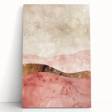 Abstract landscape wall art on stretched canvas, showcasing vibrant colors and fluid shapes, perfect for modern home decor. This artwork adds a dynamic touch to any space.