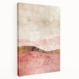 Stretched canvas wall art showcasing an abstract landscape design, featuring vibrant colors and textured elements, ideal for modern home decor.