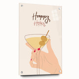 Large abstract wall art on acrylic glass featuring an array of geometric shapes in bold colors, ideal for dining room decor.