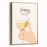 Framed canvas depicting a vintage poster of a landscape painting, featuring black and gold tones.