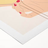 Art deco poster of cocktails in pastel shades on rolled canvas, suitable for dining room or bathroom wall art.