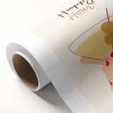 Art Deco poster featuring a stylized cocktail glass, rendered in soft pink and gold tones on rolled canvas.