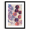 Extra large, textured abstract art print of colorful fruits on a black framed canvas, ideal for living room decor.
