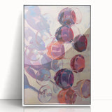 Art Deco style poster of vibrant fruits on white acrylic, framed, ideal for modern kitchen decor.