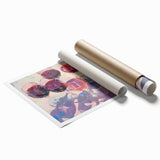 Extra large rolled canvas featuring an array of vibrant fruits and floral designs.