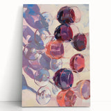 Black and white stretched canvas featuring an assortment of fruits, ideal for kitchen wall art.
