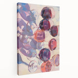 Large art depicting assorted fruits in vibrant colors on stretched canvas, ideal for kitchen wall art.