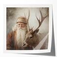 Holiday Wall Decorations - Santa and Reindeer Winter Scene Canvas Art