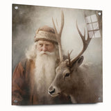 Holiday Wall Decorations - Santa and Reindeer Winter Scene Canvas Art