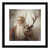 Holiday Wall Decorations - Santa and Reindeer Winter Scene Canvas Art