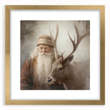Holiday Wall Decorations - Santa and Reindeer Winter Scene Canvas Art