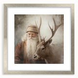 Holiday Wall Decorations - Santa and Reindeer Winter Scene Canvas Art