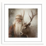 Holiday Wall Decorations - Santa and Reindeer Winter Scene Canvas Art