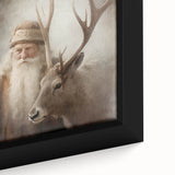 Holiday Wall Decorations - Santa and Reindeer Winter Scene Canvas Art