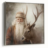 Holiday Wall Decorations - Santa and Reindeer Winter Scene Canvas Art