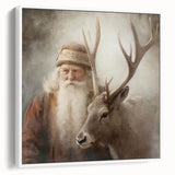 Holiday Wall Decorations - Santa and Reindeer Winter Scene Canvas Art