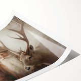 Holiday Wall Decorations - Santa and Reindeer Winter Scene Canvas Art