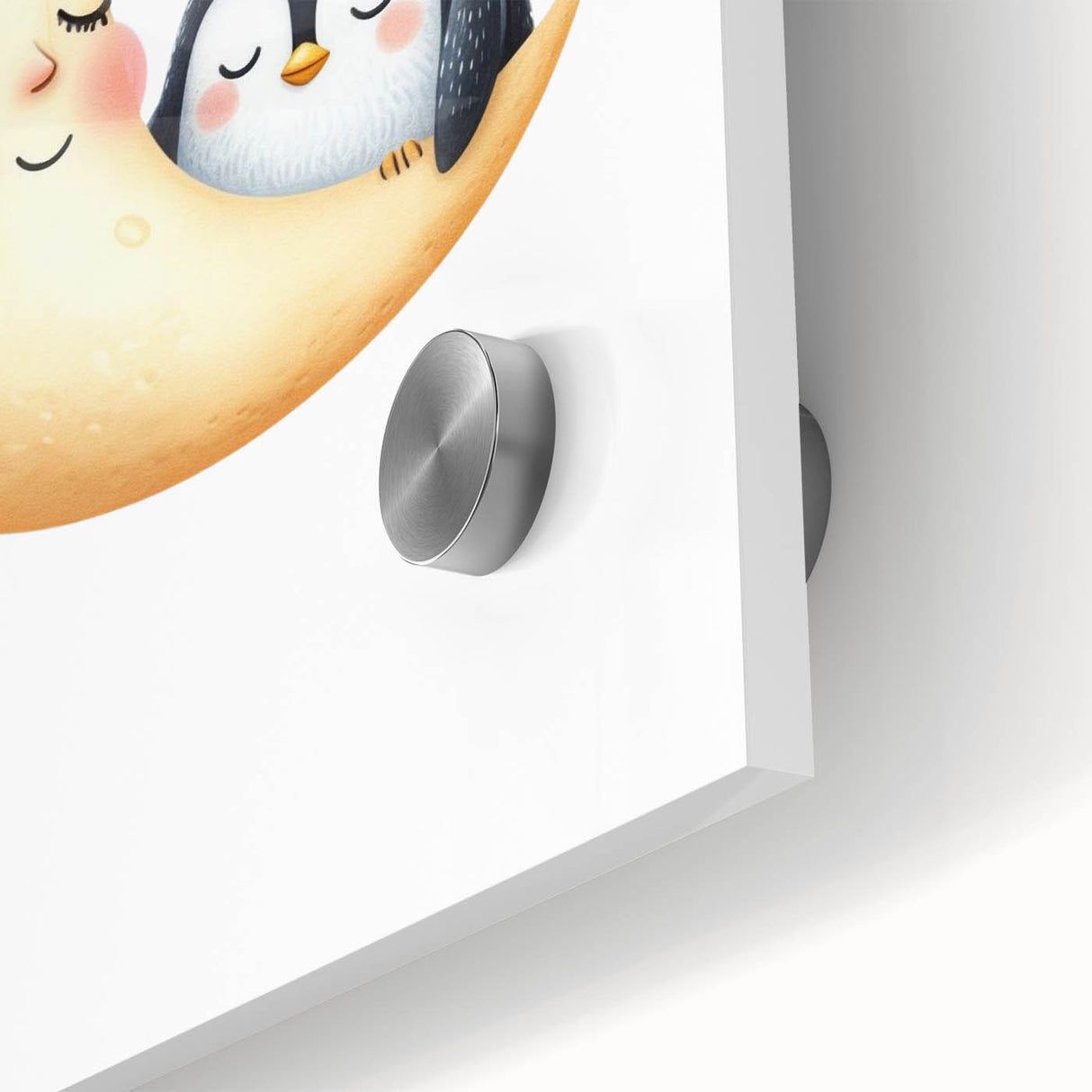 Children's Wall Decor - Sleeping Moon & Penguin Nighttime Print