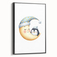 Children's Wall Decor - Sleeping Moon & Penguin Nighttime Print