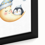 Children's Wall Decor - Sleeping Moon & Penguin Nighttime Print