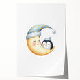 Children's Wall Decor - Sleeping Moon & Penguin Nighttime Print