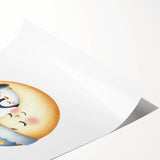 Children's Wall Decor - Sleeping Moon & Penguin Nighttime Print