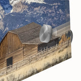 Close-up of a landscape barn acrylic glass artwork, showcasing vibrant colors and intricate details, perfect for modern home decor and art enthusiasts.