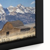 Close-up of a landscape barn framed canvas print showcasing rustic charm with warm colors, intricate details, and a textured finish, ideal for home decor.