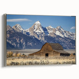Landscape barn-framed canvas showcasing a serene rural scene with vibrant colors and detailed textures, perfect for enhancing home decor with a rustic touch.