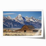Landscape barn art print showcasing a rustic barn scene, rolled for easy shipping, featuring vibrant colors and intricate details, perfect for home decor.