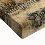 Close-up of a stretched canvas featuring a vibrant landscape barn design, showcasing rich colors and intricate details, ideal for home decor enthusiasts.