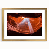 Landscape artwork featuring a stunning canyon scene framed in gold with a white mat, ideal for home decor. Perfect for nature lovers and art enthusiasts.