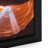 Framed landscape canvas showcasing a vibrant canyon scene with rich earthy tones, highlighting the intricate textures and natural beauty of the artwork. Perfect for enhancing home decor.