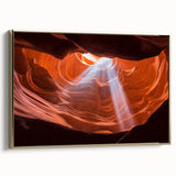 Framed canvas artwork depicting a breathtaking landscape of canyons in warm gold tones, showcasing intricate details and textures, perfect for enhancing home decor.