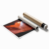 Vibrant landscape print showcasing majestic canyons with rich colors and intricate details, rolled for easy transport and display in a protective tube. Ideal for nature enthusiasts and home decor.