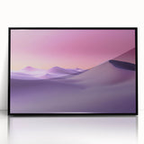 Framed acrylic artwork showcasing a desert landscape with vibrant colors, featuring a black frame that enhances the visual appeal, perfect for modern decor.