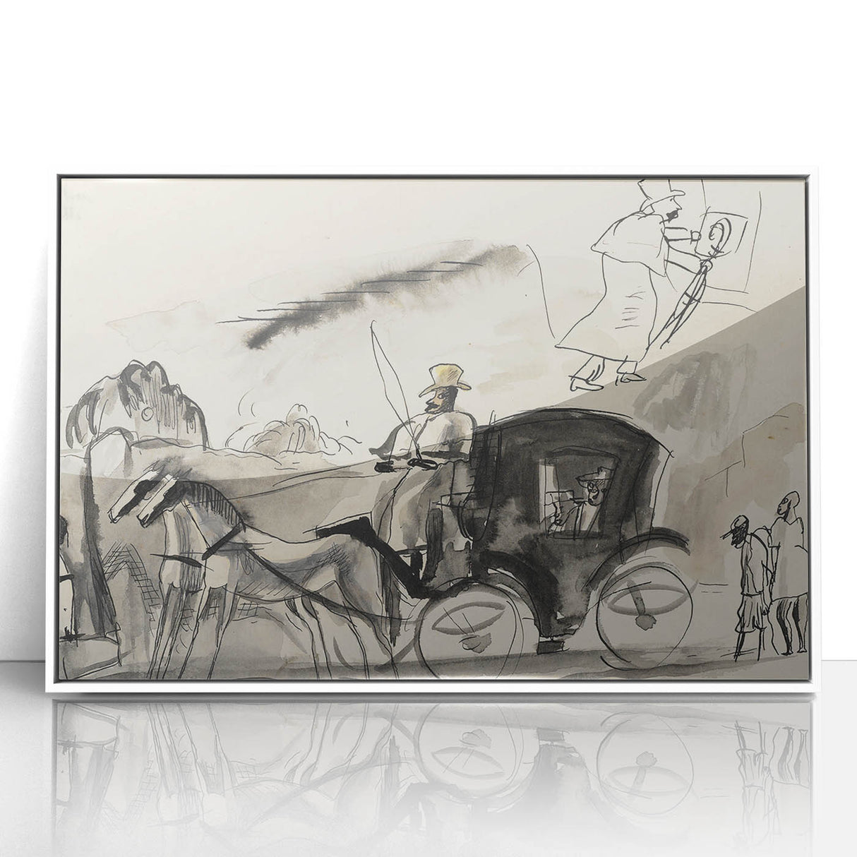 Modern Wall Art - Figures and Cab - Contemporary Abstract Urban Scene