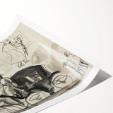 Modern Wall Art - Figures and Cab - Contemporary Abstract Urban Scene