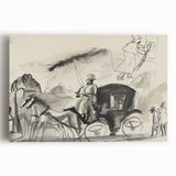 Modern Wall Art - Figures and Cab - Contemporary Abstract Urban Scene