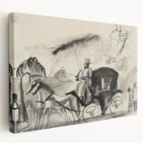 Modern Wall Art - Figures and Cab - Contemporary Abstract Urban Scene