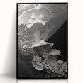 Large abstract wall art in black and white, framed in acrylic, ideal for modern living room decor.