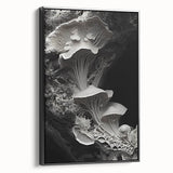 Black and white vintage poster art depicting a natural landscape on framed canvas, suitable for bedroom decor.