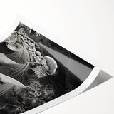 Extra large wall art featuring line art flowers in black on a white background, ideal for large living room wall decor.