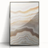 Mid-century modernist art featuring close-up nature elements in muted green and silver tones, framed in acrylic.
