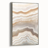 Landscape art painting of a serene forest, displayed in a silver frame on canvas, with muted earth tones.