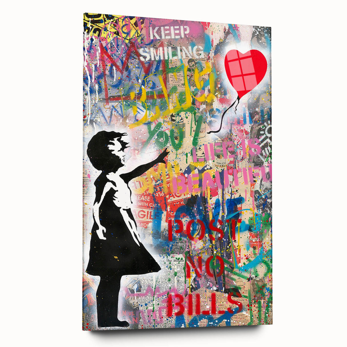 Urban Pop Art Wall Art - Balloon Girl Canvas with Multicolor