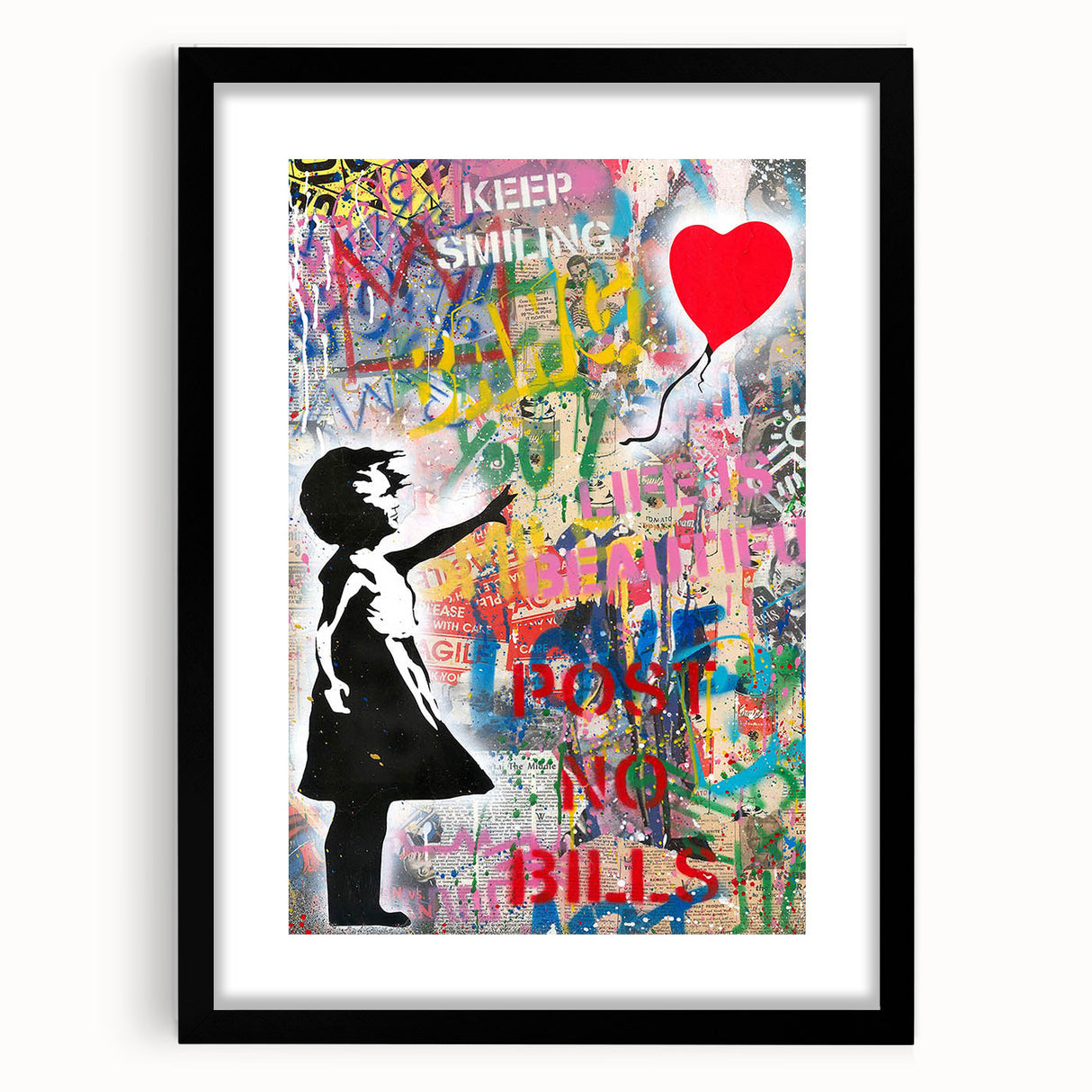 Urban Pop Art Wall Art - Balloon Girl Canvas with Multicolor