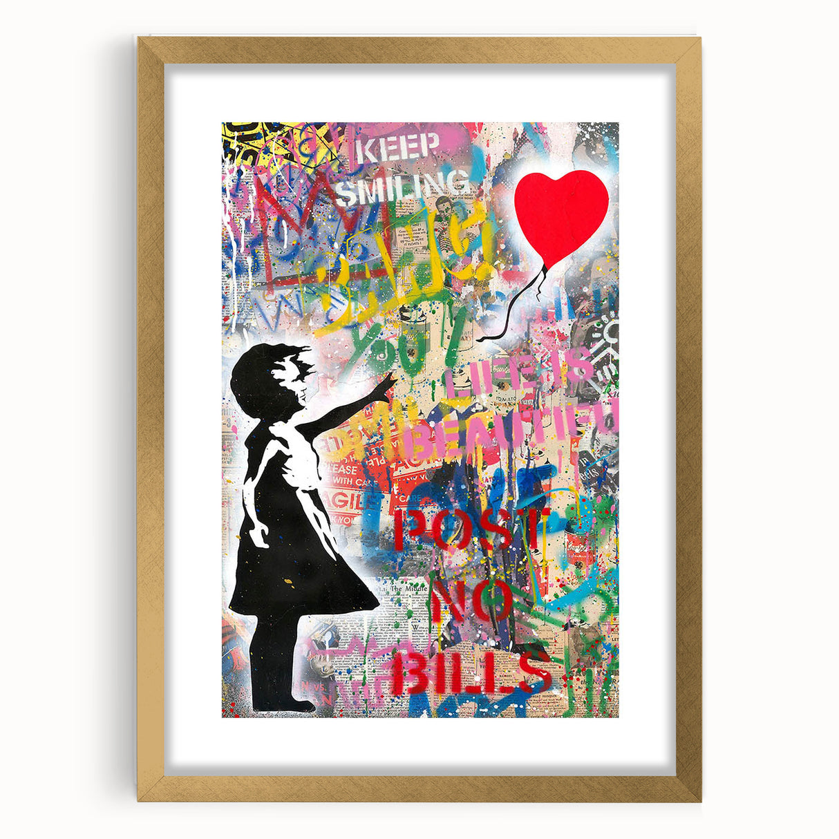 Urban Pop Art Wall Art - Balloon Girl Canvas with Multicolor