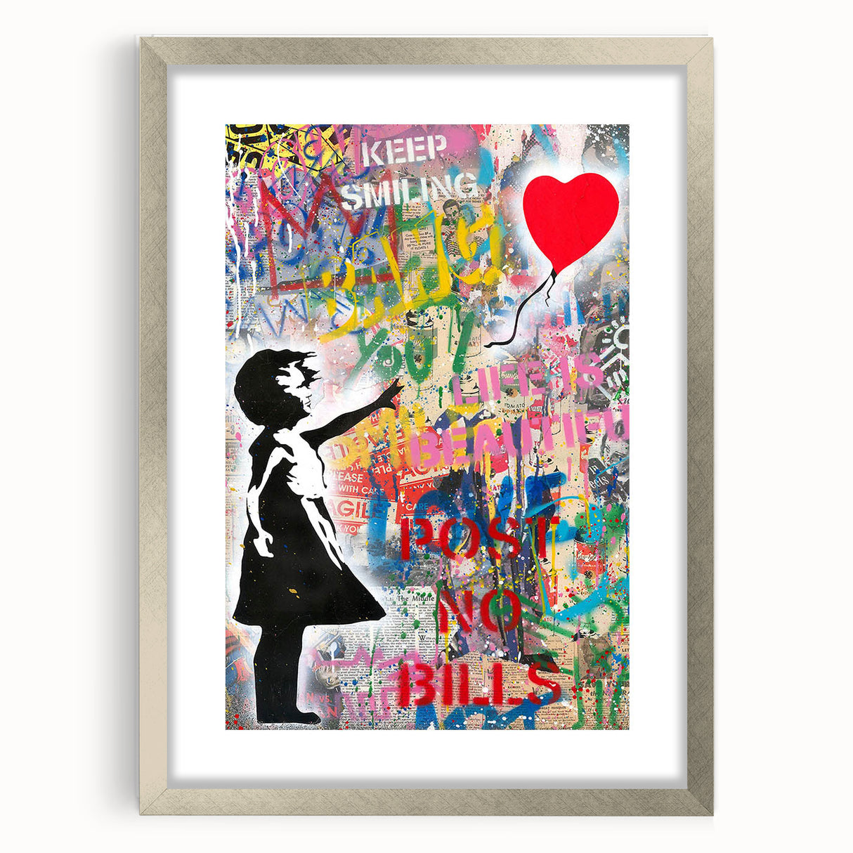 Urban Pop Art Wall Art - Balloon Girl Canvas with Multicolor