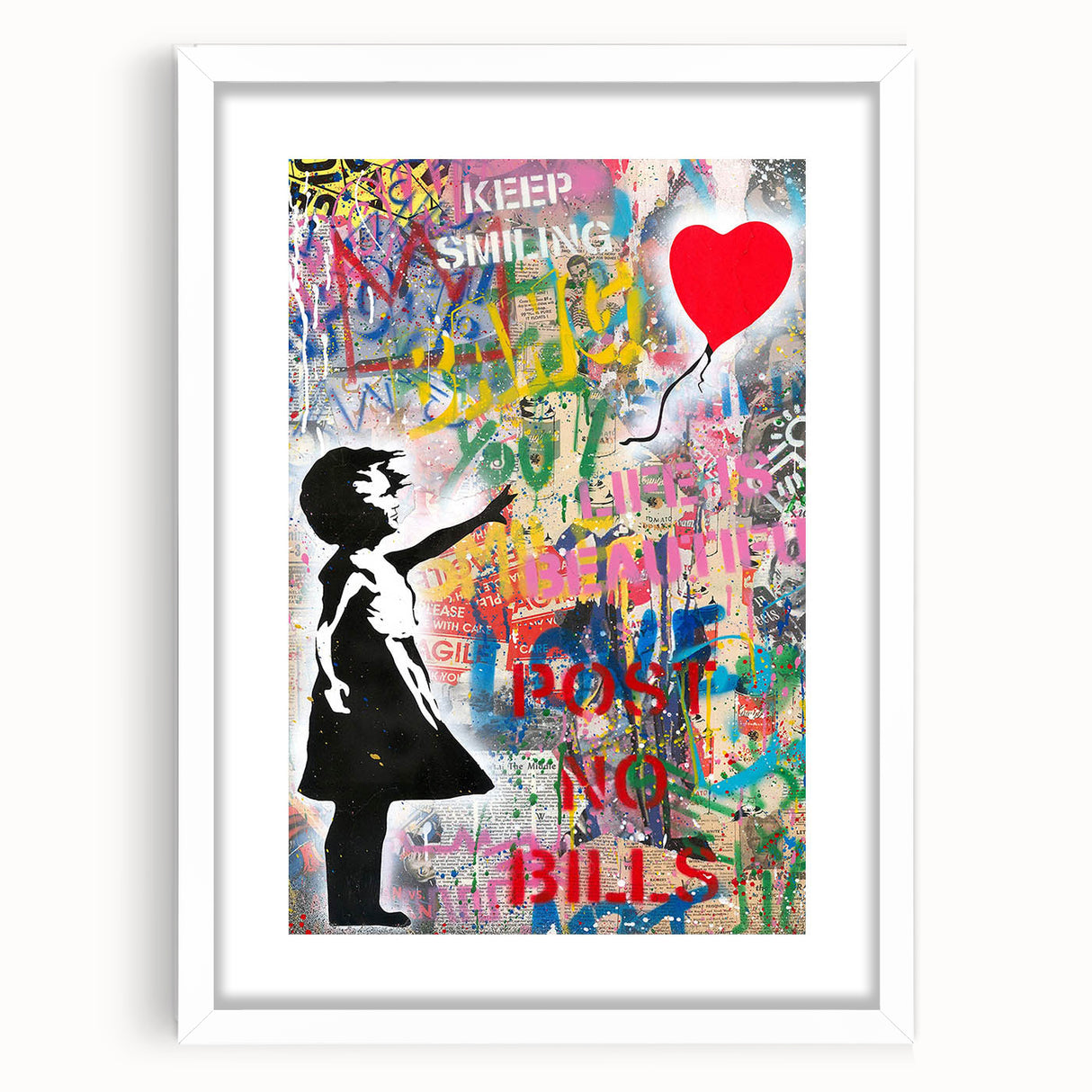 Urban Pop Art Wall Art - Balloon Girl Canvas with Multicolor